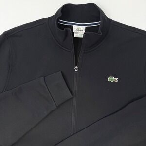 Lacoste Sport Mens Size 7 XXL Full Zip Sweatshirt Black Mock Neck Logo SH7616